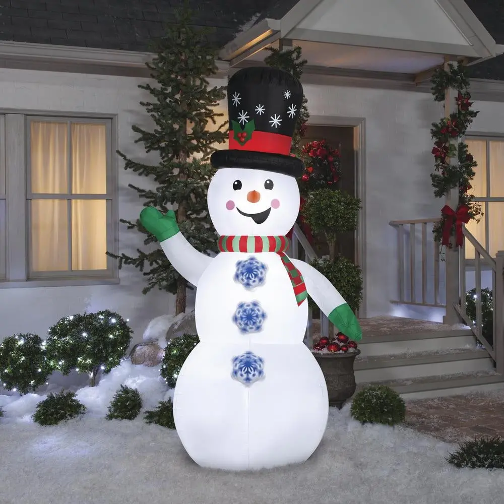 8.5' Airblown® Led Animated Snowman With Spinning Snowflake Buttons Inflatable 1