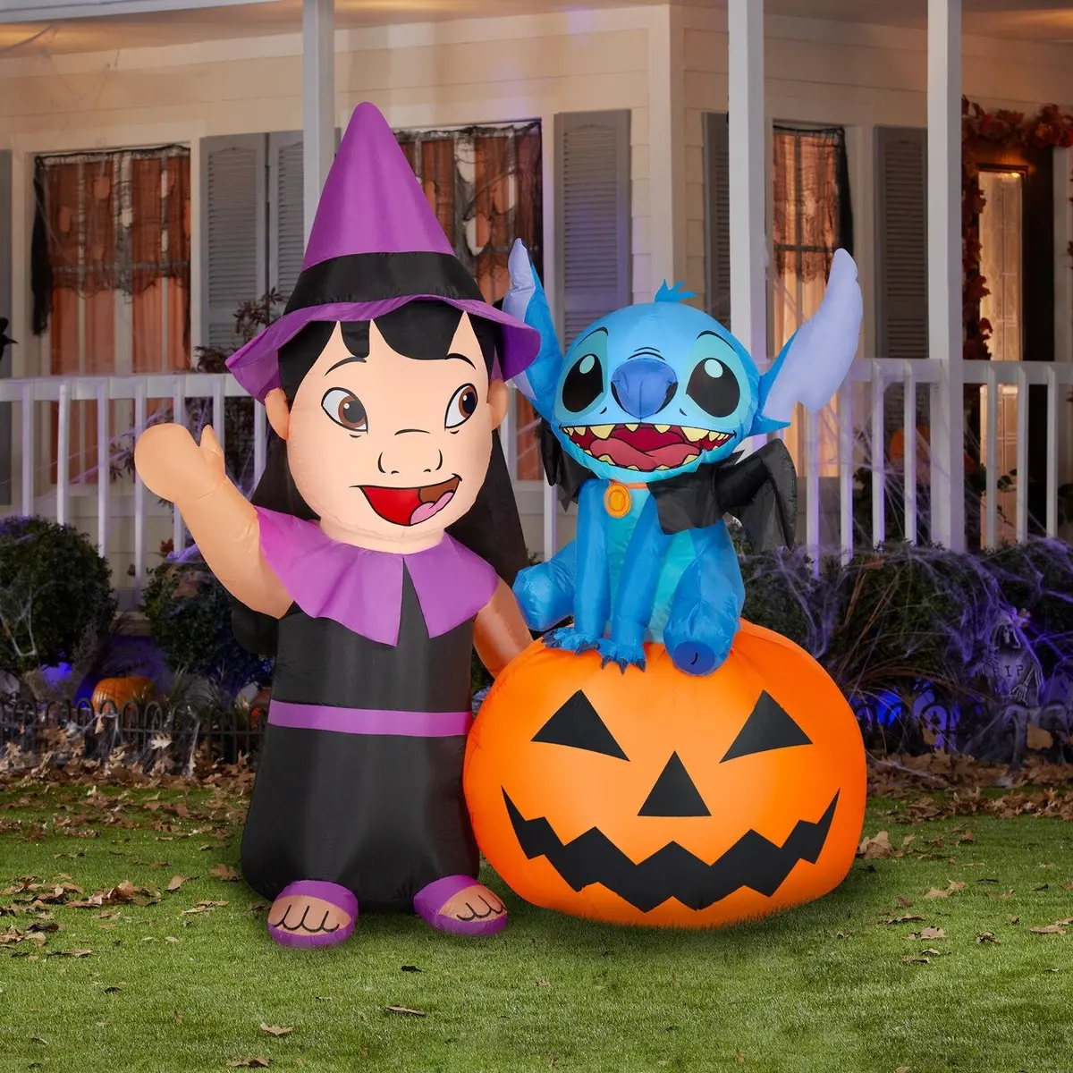 6' Airblown® Lilo & Stitch Pumpkin Scene Halloween Inflatable 1