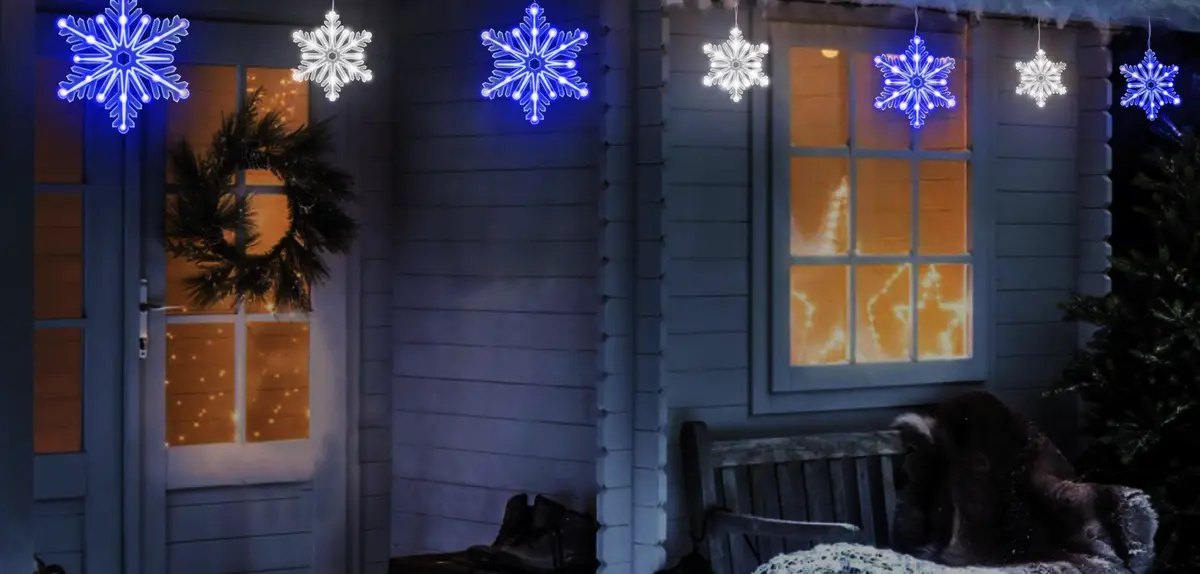 Set Of 10 Twinkling Led Snowflake Icicle Lights 1