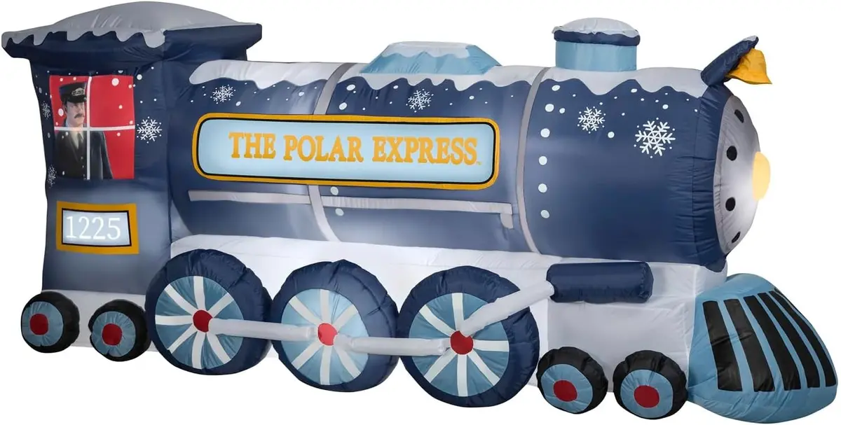 9' X 4' Airblown® Polar Express Train Colossal Wb Christmas Inflatable 1