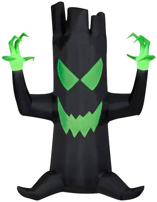 7' Pre-Lit Spooky Black Halloween Tree Inflatable With Flashing Eyes And Mouth From Gemmy 1