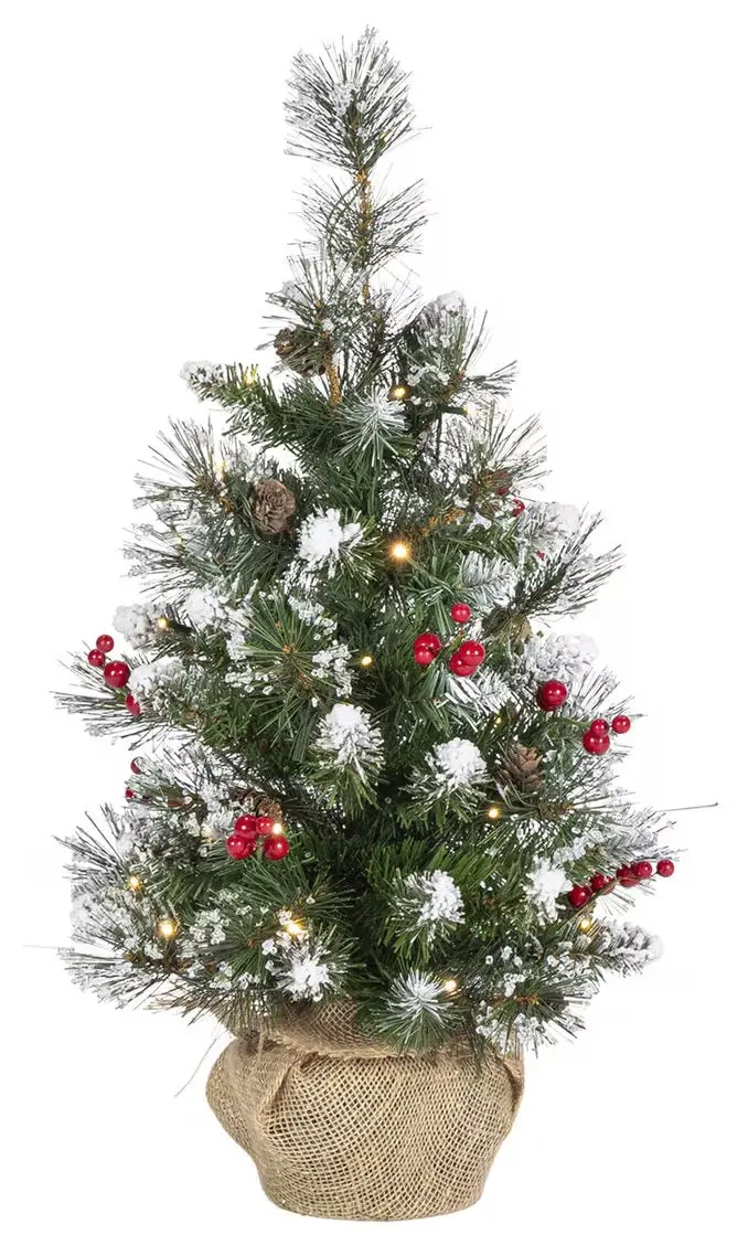 2' Battery-Operated Windsor Glazier Pine Potted Artificial Christmas Tree With Dual Led Lights 1