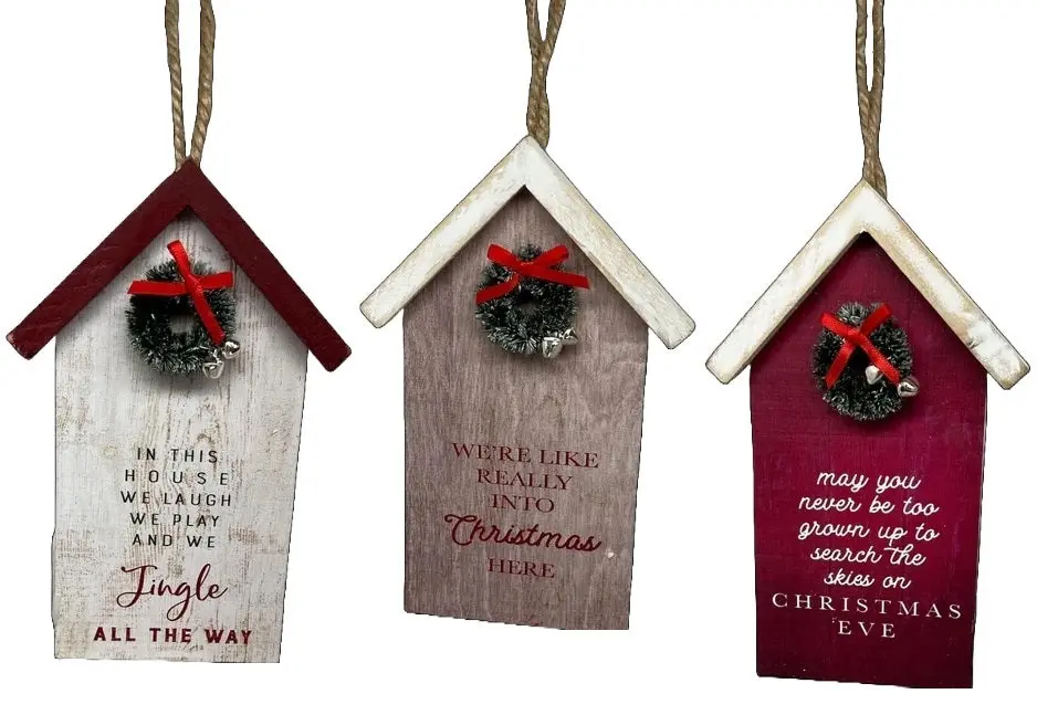 6" Vintage Wooden Holiday Sign Ornament 1