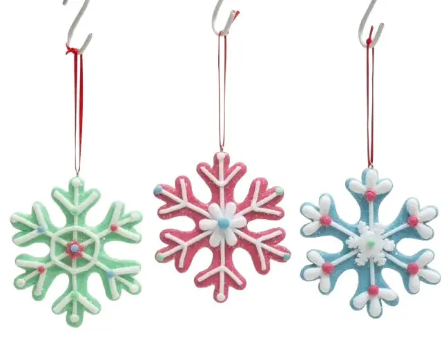 3.5" Pastel Clay Snowflake Ornament 1