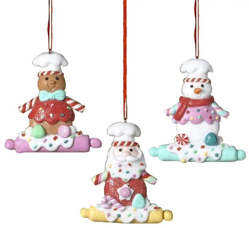 4" Pastel Clay Chef Christmas Ornament 1