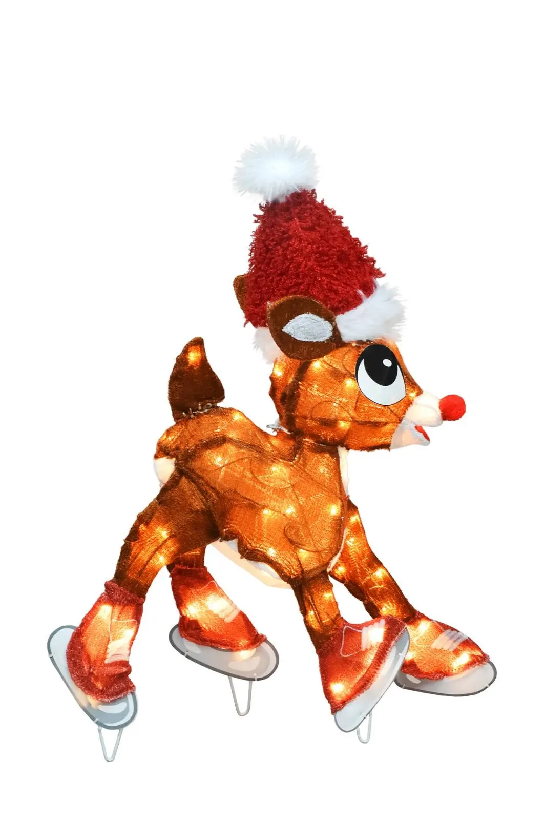 24" Rudolph The Red-Nosed Reindeer Ice Skating Led 3-Dimensional Tinsel Sculpture 2