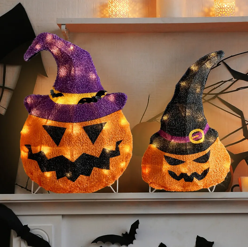 Set Of 2 Lighted Jack-O-Lantern Decorations 1