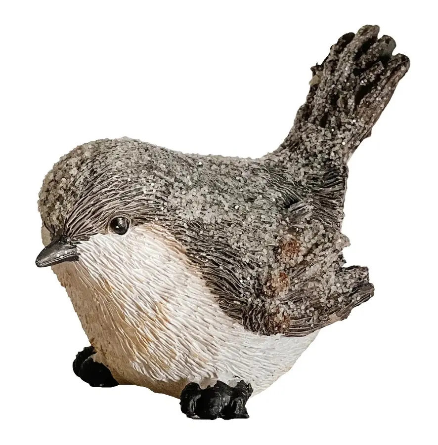 4.5" Winter Frosted Resin Bird Figurine 1