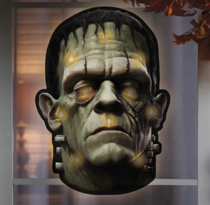 Pre-Lit Shimmer Frankenstein Halloween Silhouette Decoration 1