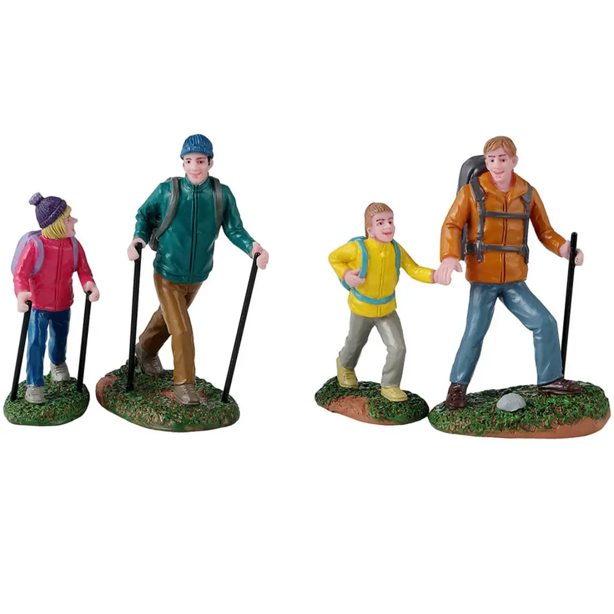 Lemax Vail Village Figurines: Father And Daughter Hikers, Set Of 4 #42313 1