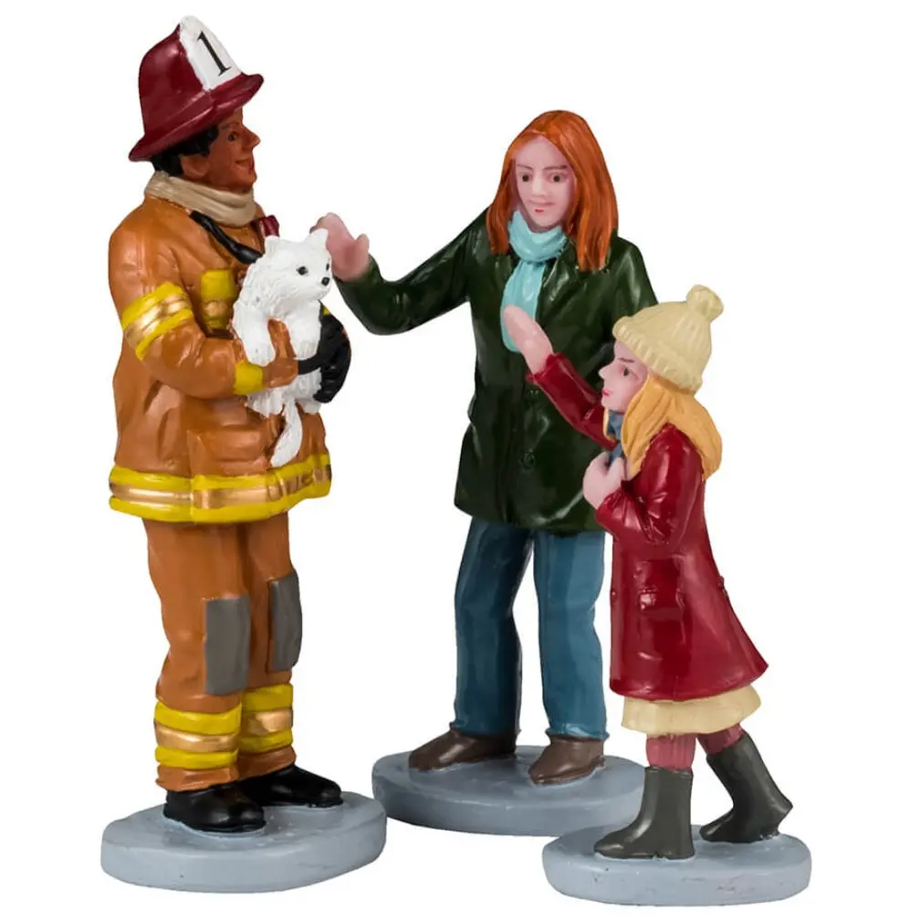 Lemax General Collectible Figurines: Fireman To The Rescue, Set Of 3 #42325 1