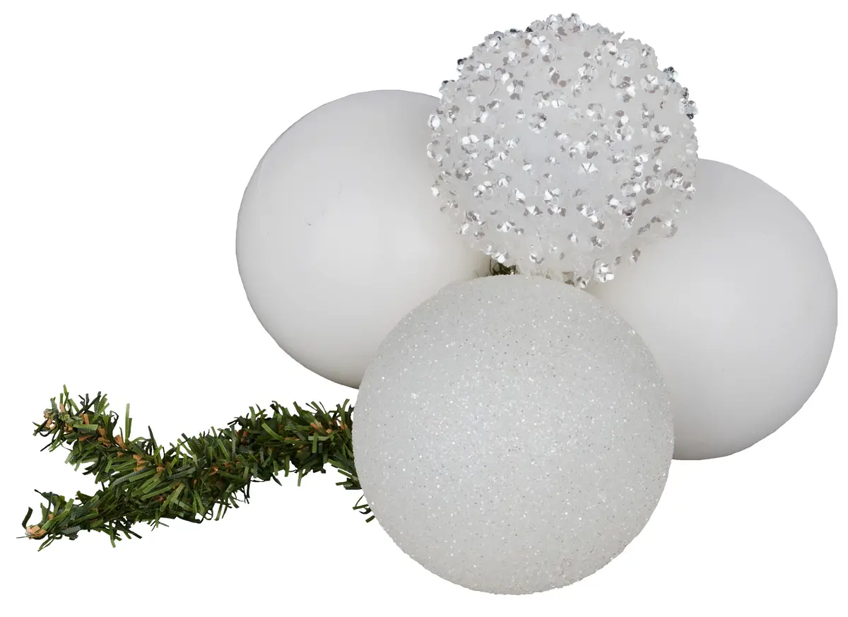 White Sequin Glitter Ball Cluster Decoration 1