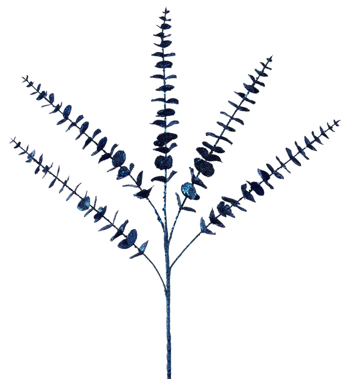 32" Navy Blue Glittered Eucalyptus Floral Spray 1