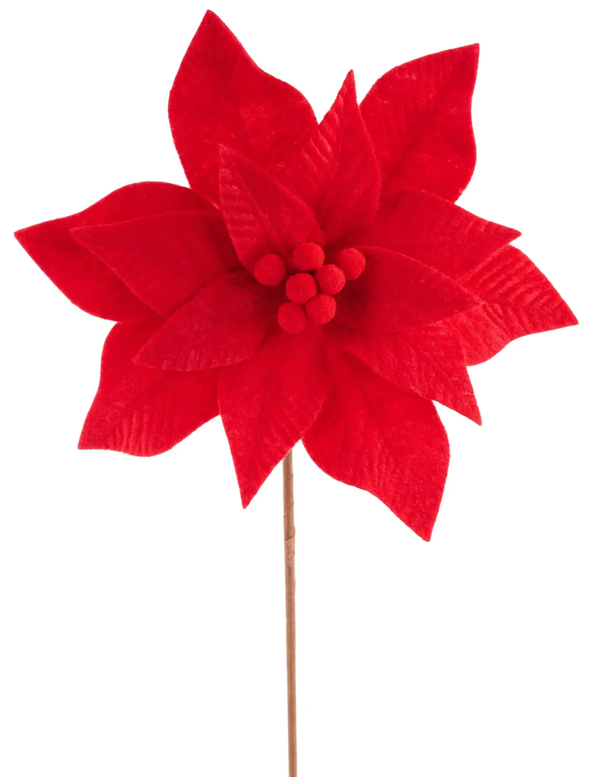 20" Red Felt Poinsettia Stem Pick Spray 1