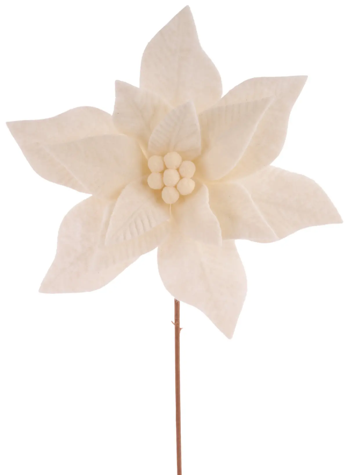 20" Ivory Felt Poinsettia Stem Pick Spray 1