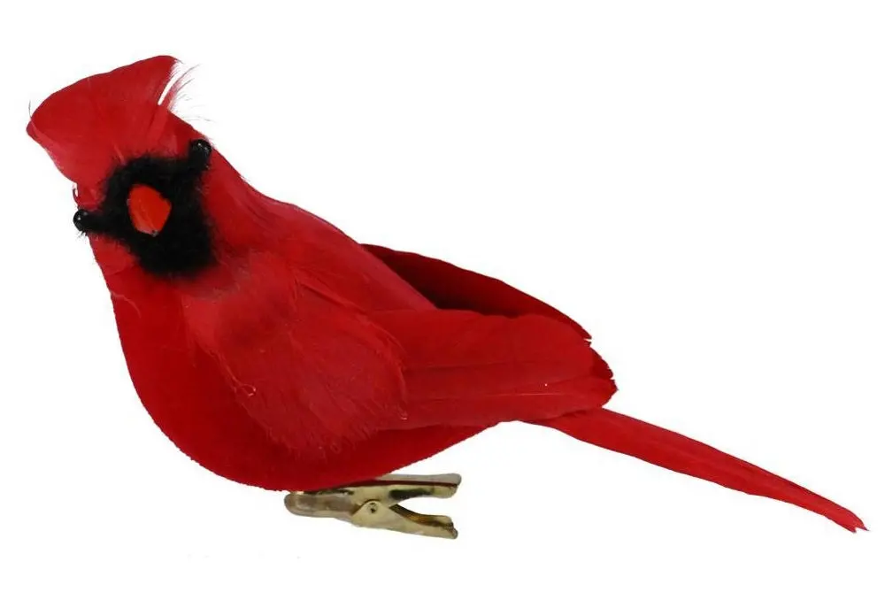 7" Feather Cardinal Clip-On Ornament 1