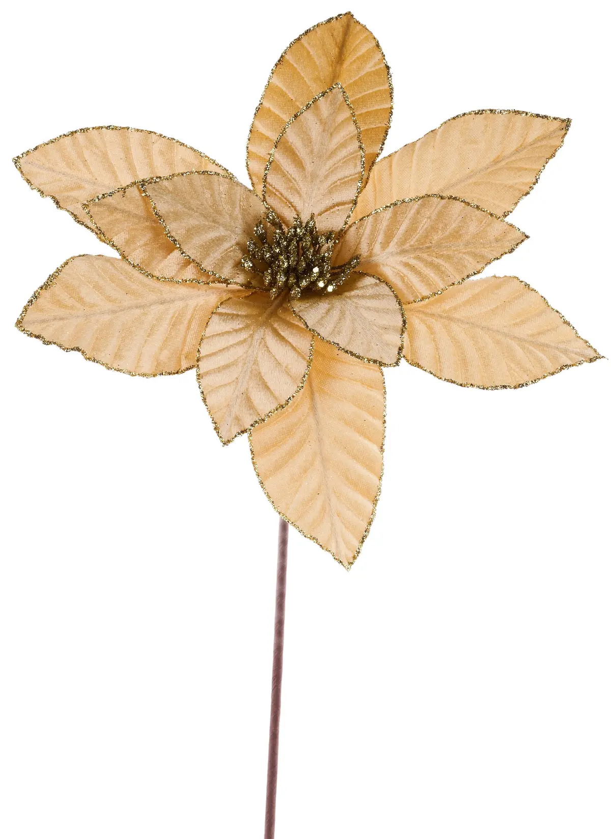19.5" Gold Velvet Poinsettia Floral Stem 1