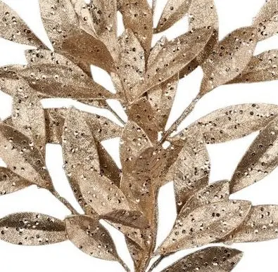 23" Champagne Glitter Bay Leaf Spray 2