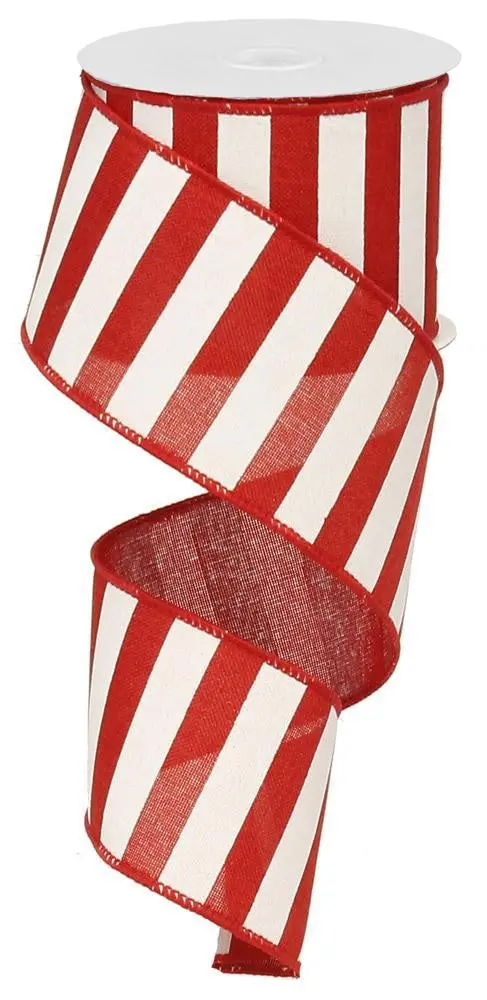 10 Yards Of Red & White Horizontal Striped Ribbon 1