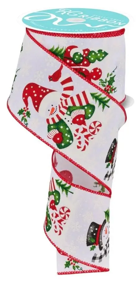 10 Yards Of Happy Snowman Linen Ribbon 1