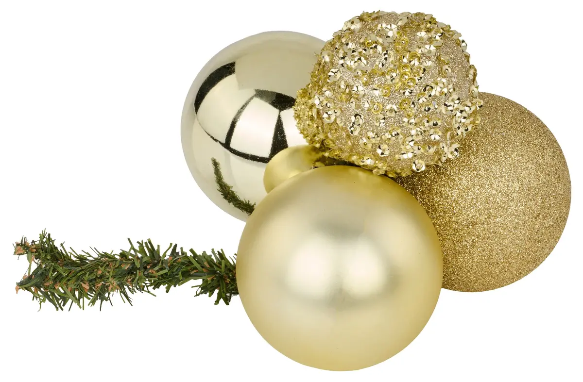 Light Gold Sequin Glitter Ball Cluster Decoration 1