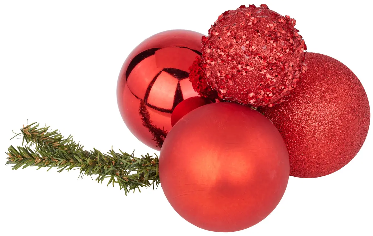 Red Sequin Glitter Ball Cluster Decoration 1
