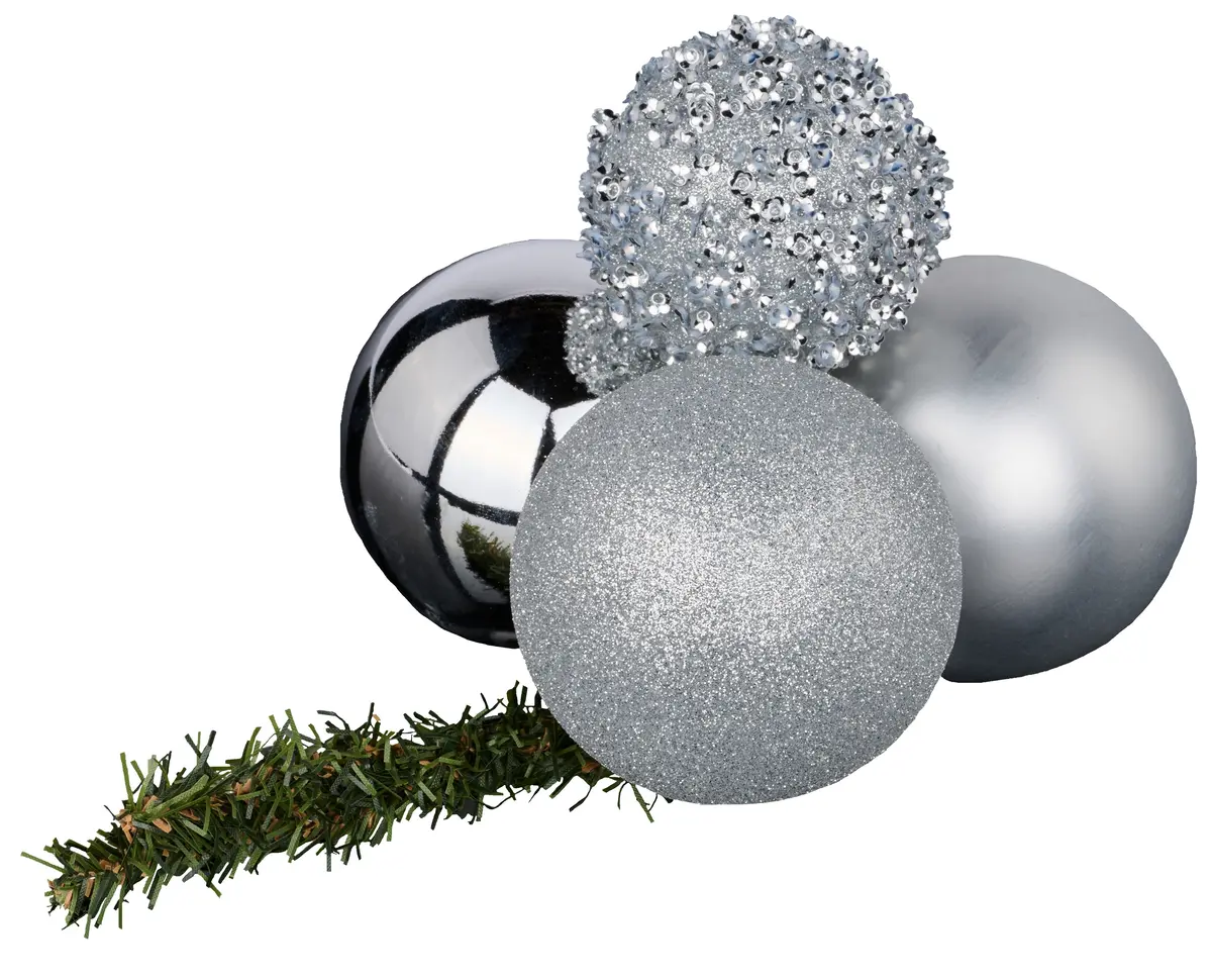 Silver Sequin Glitter Ball Cluster Decoration 1