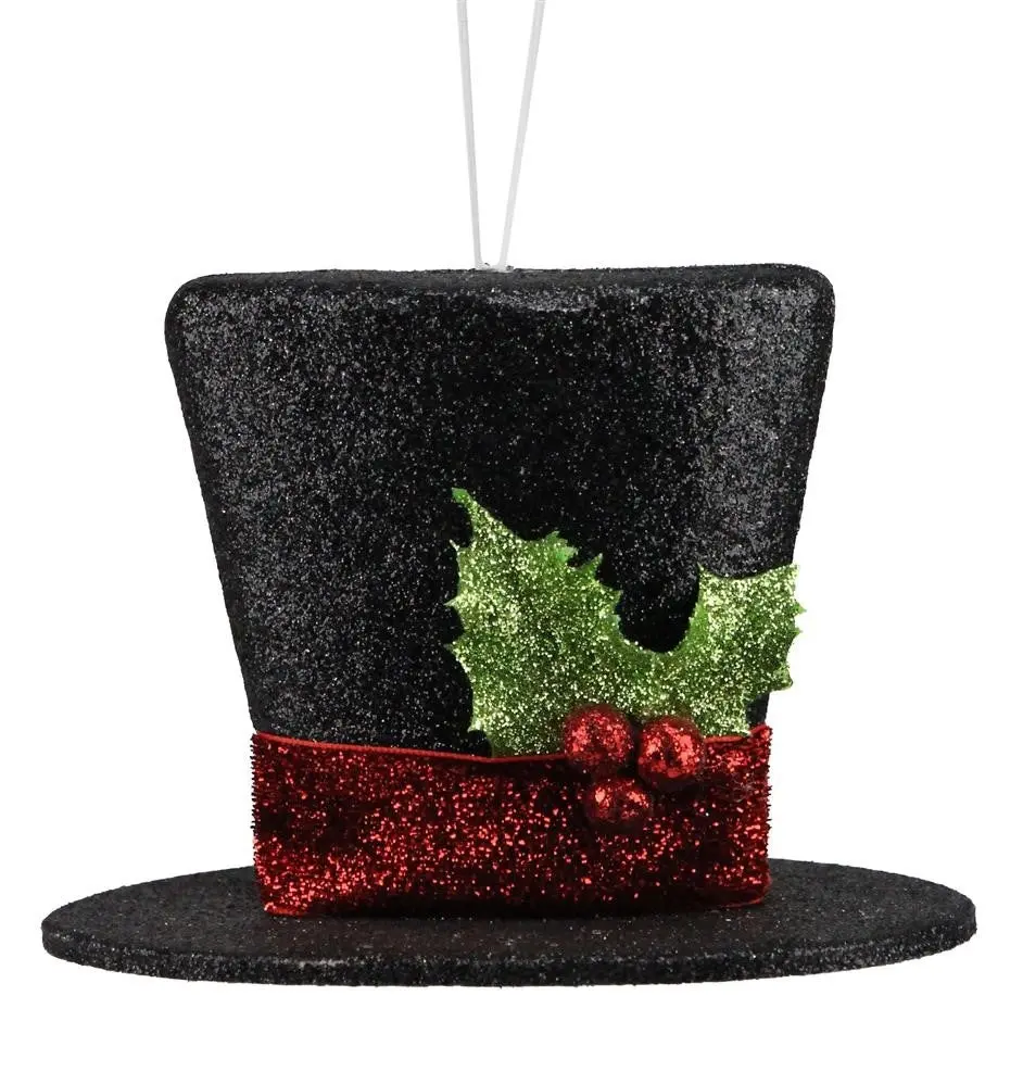 5.25" Glitter Velvet Ribbon Snowman Top Hat 1