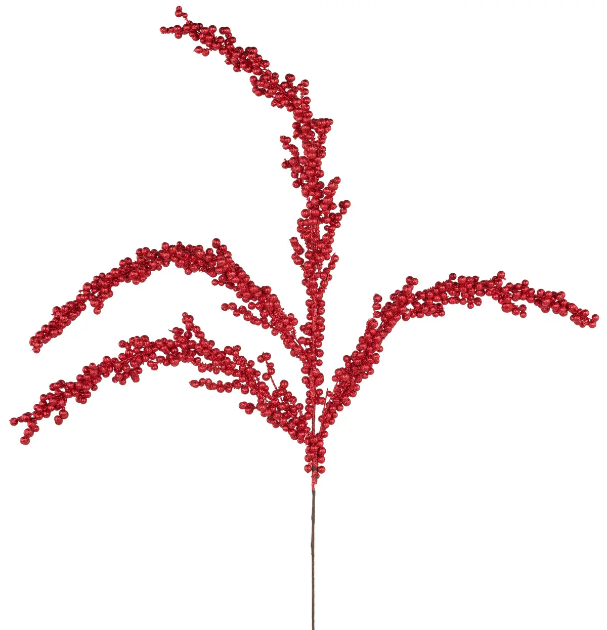 24" Red Glittered Berry Spray 1
