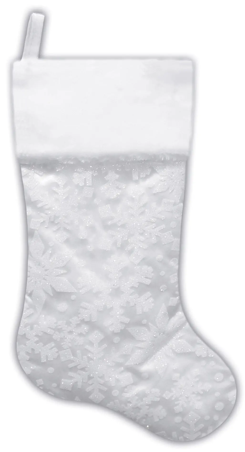 20.5" White & Silver Glitter Snowflake Christmas Stocking 1