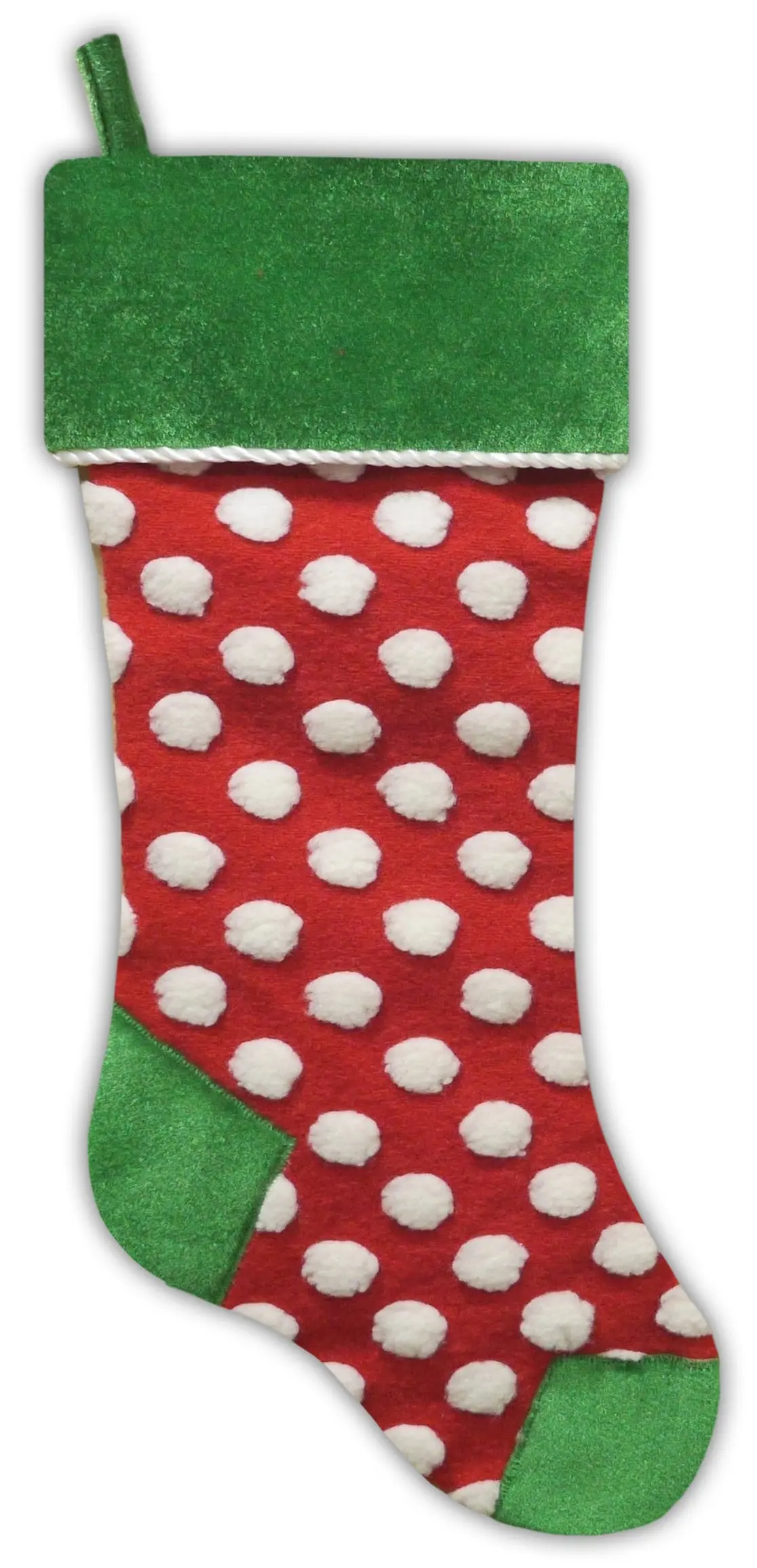 20.5" Red, White & Green Polka Dot Christmas Stocking 1