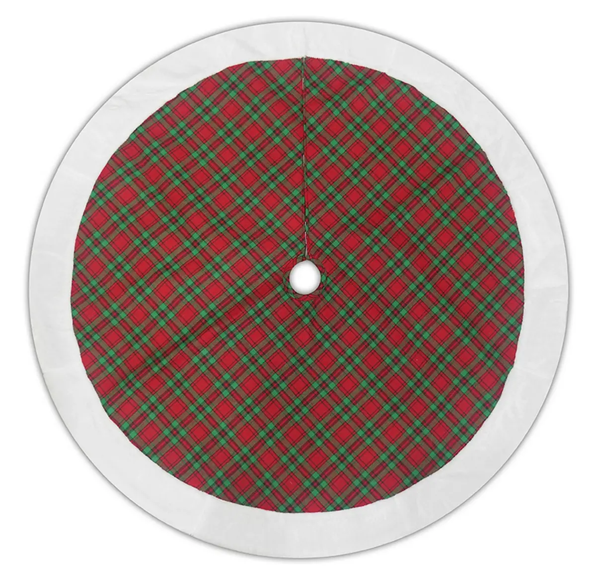 48" Red And Green Plaid Christmas Tree Skirt 1