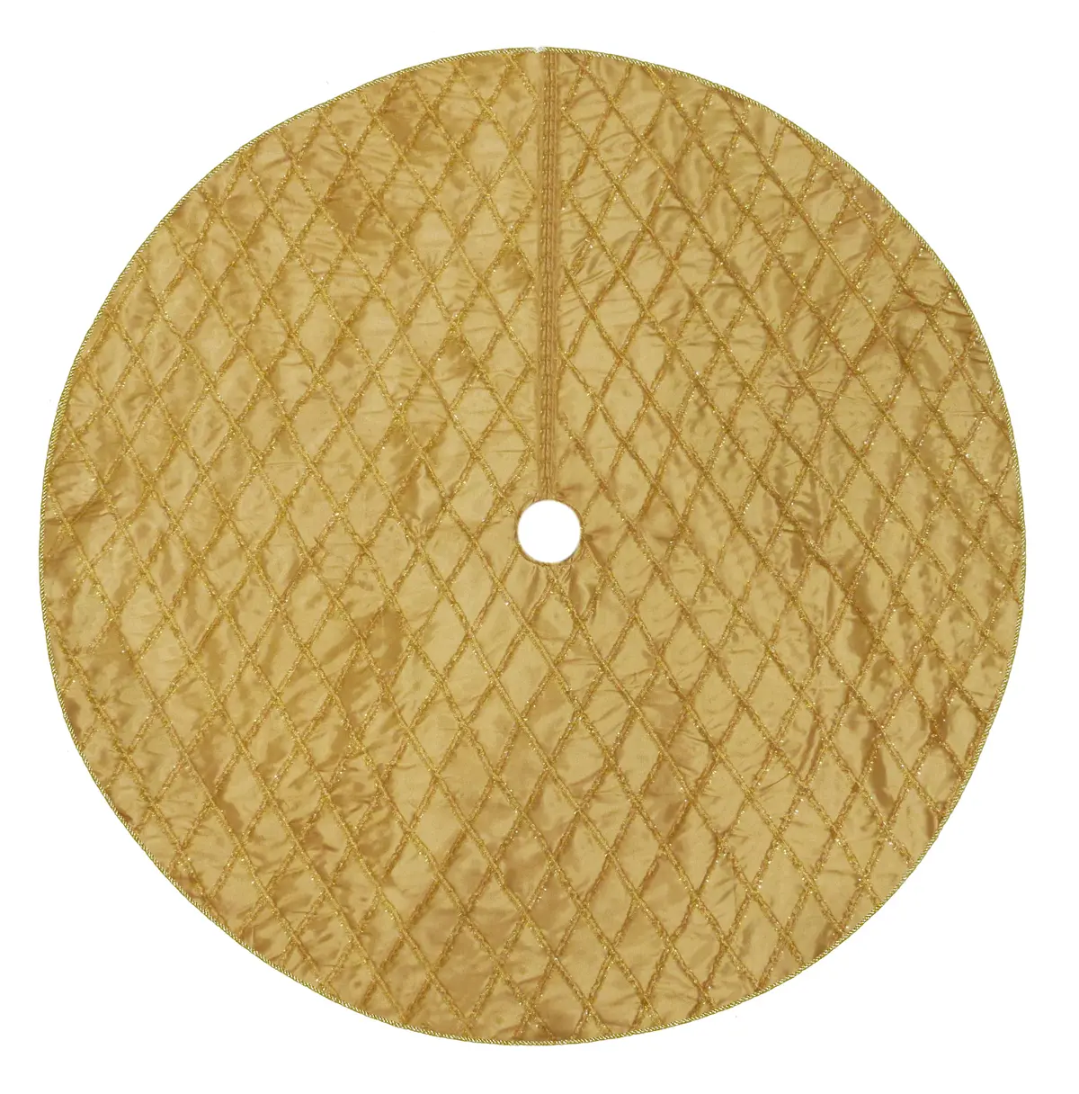 48" Gold And Glitter Criss-Cross Silk Tree Skirt 1