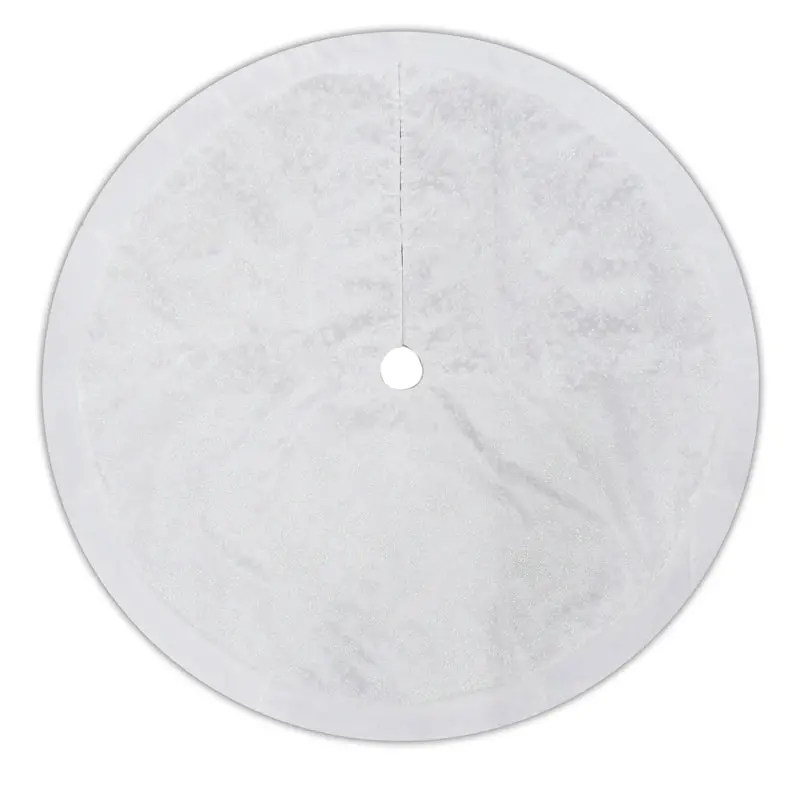48" White Sheer Organza With Faux Fur Trim Christmas Tree Skirt 1