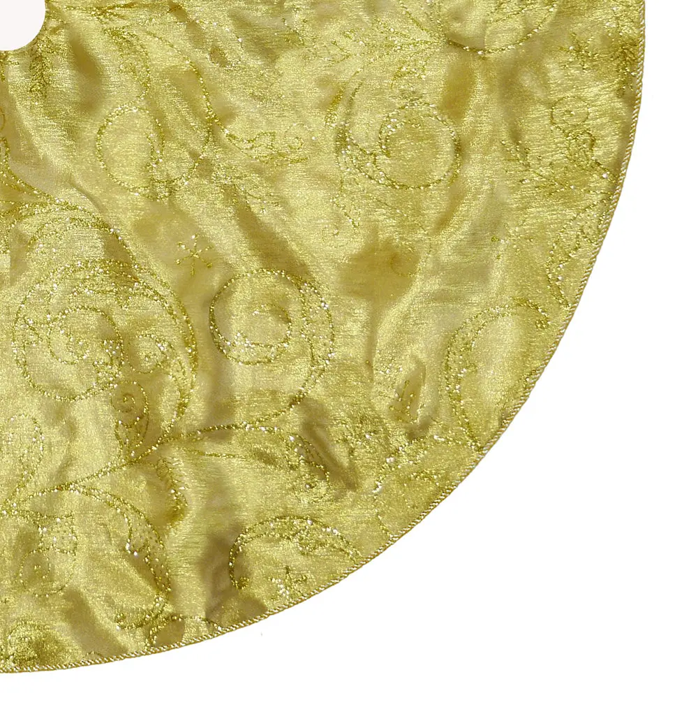 48" Gold Filigree Christmas Tree Skirt 1