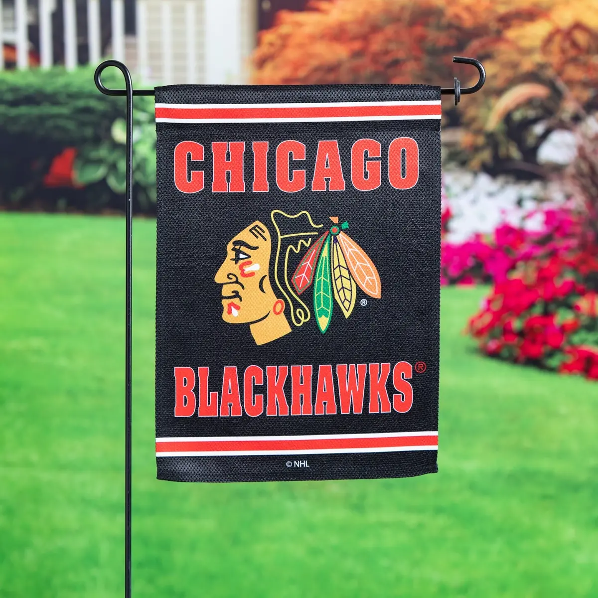 Embossed Suede Chicago Blackhawks Garden Flag 1