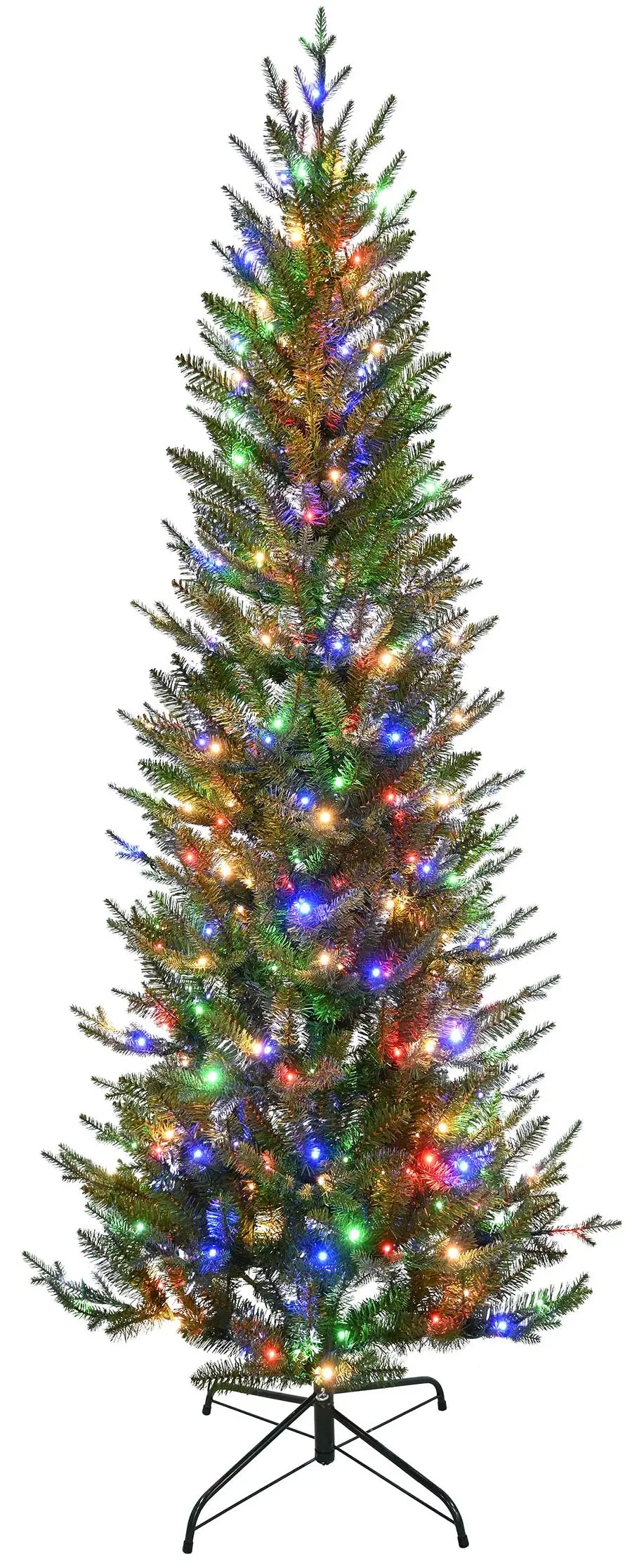7' Plymouth Fir Power Pole Artificial Christmas Tree With Color-Changing Led Lights 1