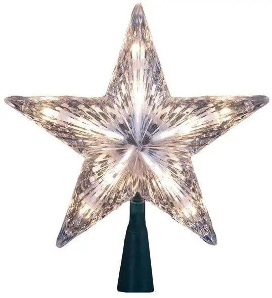 7" 5-Point Clear Lighted Star Tree Topper 1