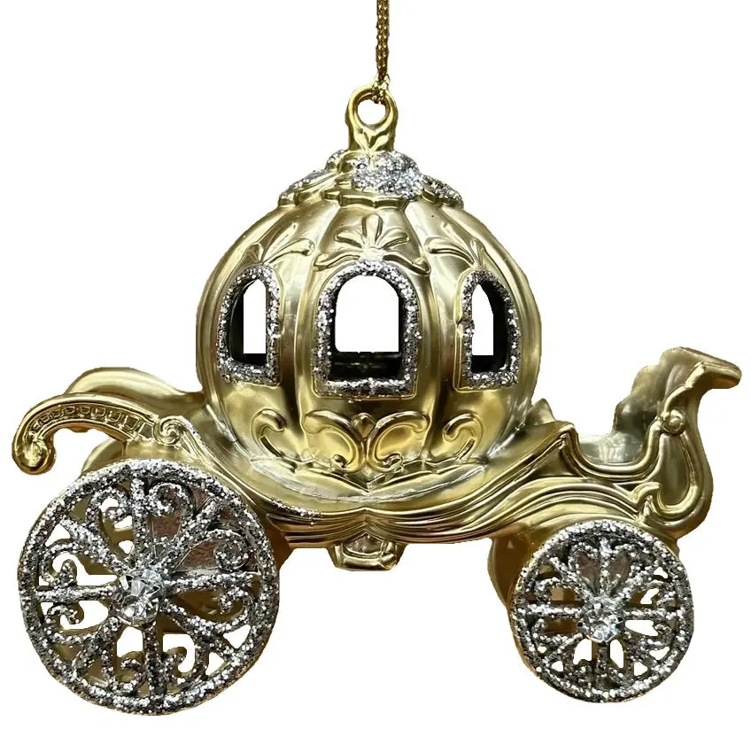 5" Metallic Gold Fairy Tale Carriage Ornament 1