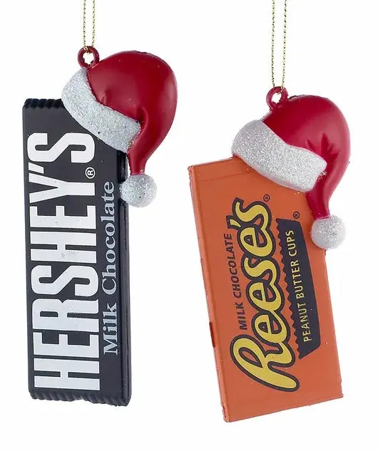 Chocolate Candy With Santa Hat Ornament 1