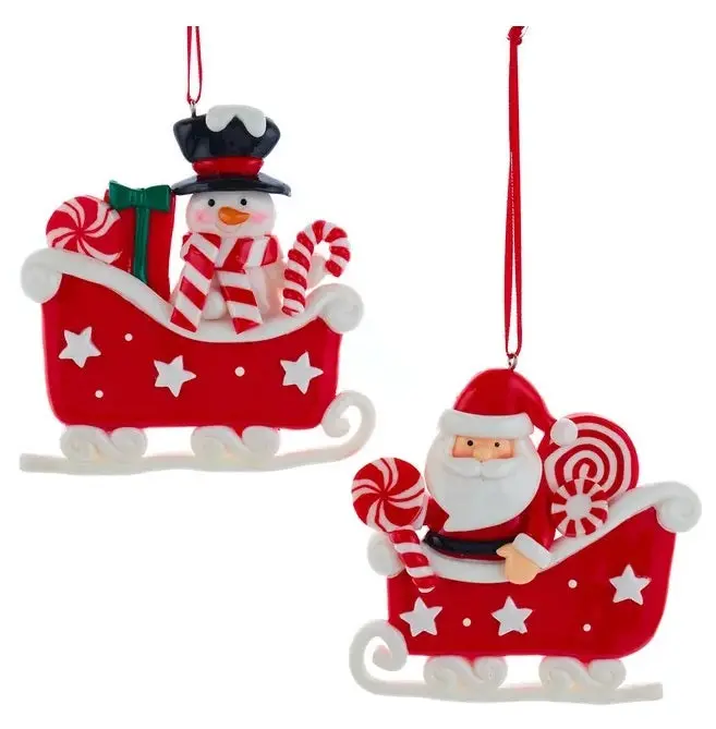 3.37" Santa/Snowman Sleigh Ornament 1