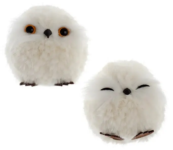 3.15" Fluffy White Owl Ornament 1