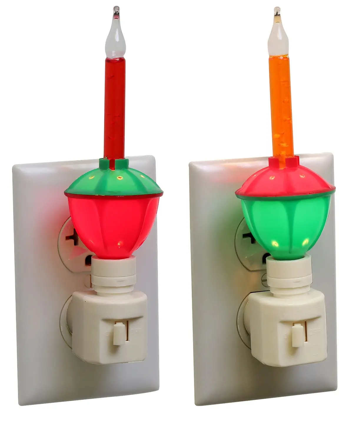 Incandescent Bubble Night Light With Red & Green Base 1