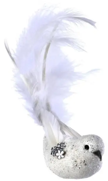 7" Feathered Glitter Bird Clip-On Ornament 1