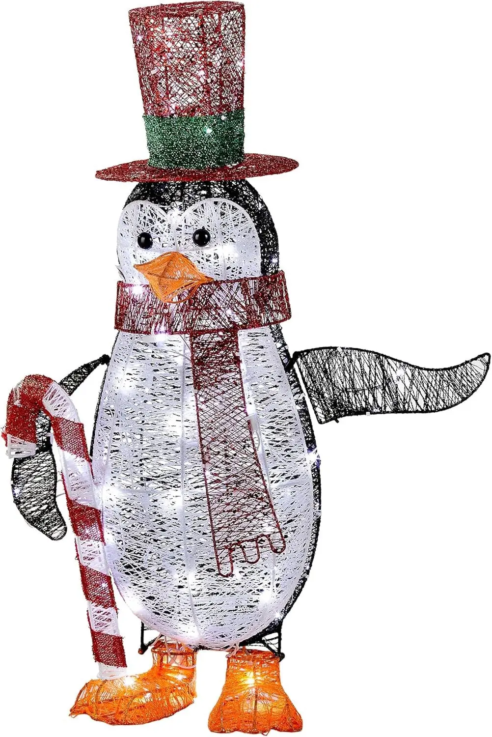 36" Led Acrylic Penguin Holding Candy Cane Outdoor Decoration 1