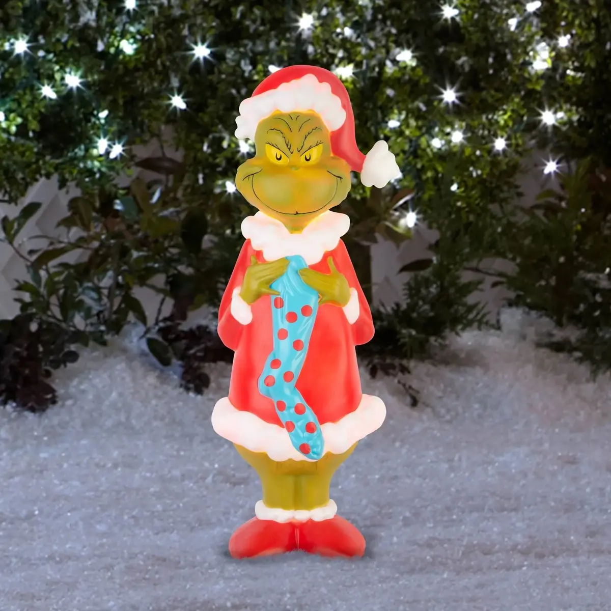 24" Dr. Seuss Grinch With Christmas Stocking Blow Mold 1