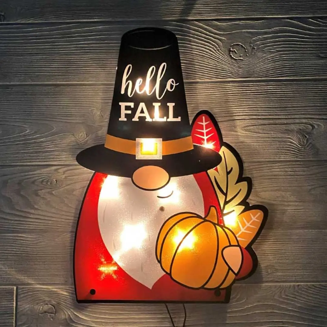 16" Pilgrim Gnome Shimmer Window Silhouette Decoration 1