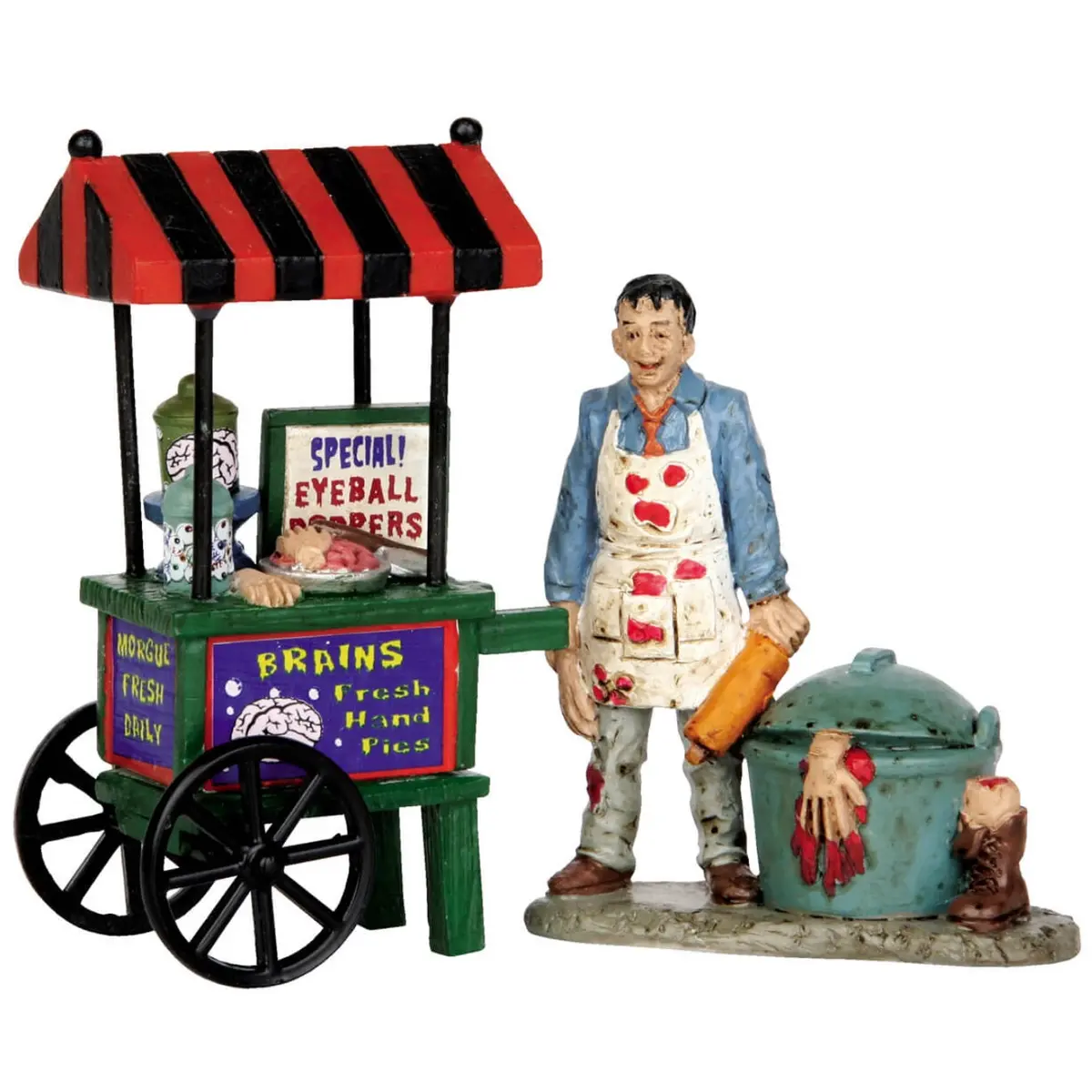 Lemax Spooky Town Zombie Brains Foodcart, Set Of 2 #52311 1