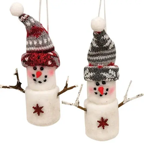 5.5" Plush Holiday Marshmallow Snowman Ornament 1