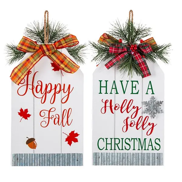13.7" Double-Sided Holiday Wall Decor (Fall/Christmas) 1